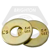 Grab Now 5/16" L9 USS Tension Flat Washers, Zinc-Yellow Cr+3, Alloy Steel, Made in USA, Qty 100
