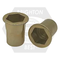 3/8-16 UNC (.150-.312) Steel Hex Rivet Nut Zinc-Yellow Cr+3 (Inch), Qty 200 One Day Deal