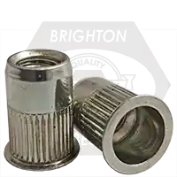Popular 8-32 (.080-.130) Steel Rivet Nuts, Small Flange, Knurled Body, Zinc-Yellow Cr+3, Qty 500