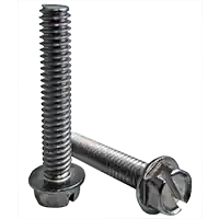 10-32 x 9/16" Machine Screws, Slotted Indent Hex Washer Head HWH, 18-8 Stainless Steel A2, Full Thread, Qty 100 Reduced Price