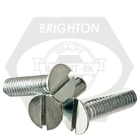 Instant Buy 3/8"-16 x 2 1/4" Machine Screws, Slotted Flat Head, 304 Stainless Steel, Full Thread, Coarse (UNC), Qty 100