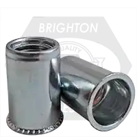1/4-20 (.030-.165) Steel Rivet Nuts, Small Flange, Smooth Body, Zinc Cr+3, Qty 500 Order Now