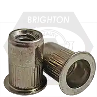 Certified 10-32 (.020-.130) Steel Rivet Nuts, Large Flange, Knurled Body, Zinc-Yellow Cr+3, Qty 500