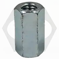 Low Price M16-2.00 x af=24 x 48 Hex Coupling Nuts, Metric Class 6, Zinc Cr+3, DIN 6334, Qty 150