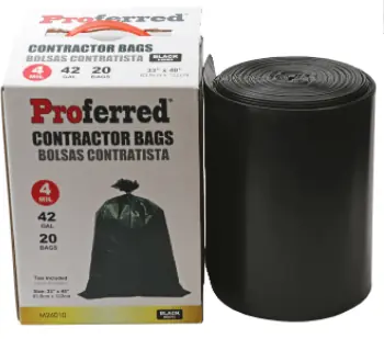 4 Mil, 42 Gallon (20 Count) Contractor Bags, Qty 1 Must Have