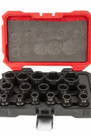 16 pc 6 Point Impact Metric Proferred 1/2" Drive Impact Metric Socket Set, Qty 1 Deal