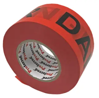 2.8In x 1000Ft, 0.035mm (1.3Mil) Danger Tape Proferred Red / Black Danger Tape, Qty 16 Luxury