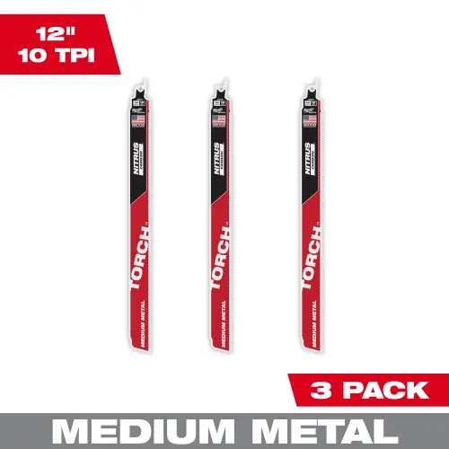 Milwaukee Tool 48-00-6353 12" 10 TPI TORCH with NITRUS Carbide Teeth SAWZALL Blade for Conduit and Strut (3 PK) Price Drop
