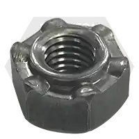 Buy Direct 1/4-20 (9417128) Hex Weld Nut, Short Pilot, 6 Projections, Plain Steel, Qty 4000