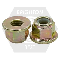 Budget M8-1.25 Nylon Flange Lock Nuts, Non-Serrated, Metric Class 10, Zinc-Yellow Cr+6, Coarse (UNC), DIN 6926, Qty 1500