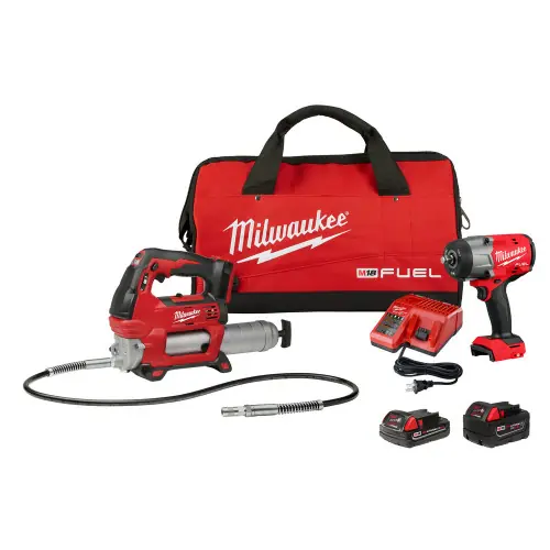 Milwaukee Tool 2967-22GG M18 FUEL 1/2" HTIW w/ Friction Ring & Grease Gun Combo Kit Same Day Shipping