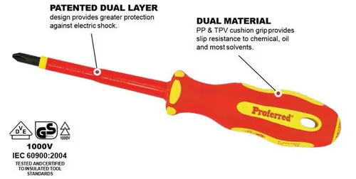Markdown No. 1 (Phillips) x 3 3/16" Yellow Pp & Red Tpv Handle Proferred Insulated (1000V) Screwdriver, Qty 1