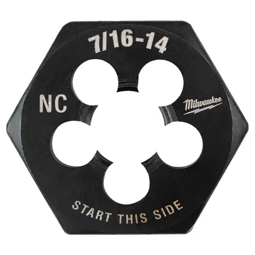 Milwaukee Tool 49-57-5355 7/16"-14 NC 1-Inch Hex Threading Die Premium