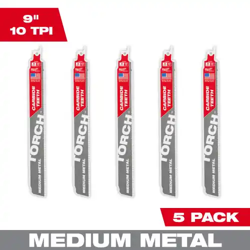 Milwaukee Tool 48-00-5552 9" 10 TPI TORCH with Carbide Teeth SAWZALL Blade for Conduit and Strut (5 PK) Luxury