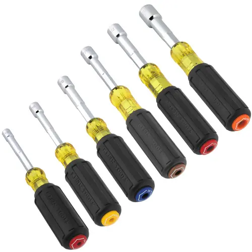 Low Price Klein Tools 65456MAG Color-Coded Magnetic Hollow-Shaft Heavy-Duty Nut Driver Set, 6-Piece