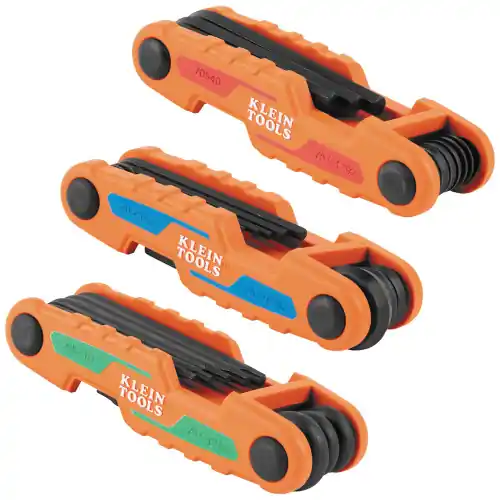 Weekend Sale Klein Tools 70543 Compact Folding Hex Key Set, 25-Key, SAE, Metric, TORX Sizes, 3-Piece