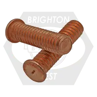Trusted Brand 6-32 x 3/8" Flanged Capacitor Discharge (Cd) Stud, Mild Steel, Copper Plated, Qty 5000