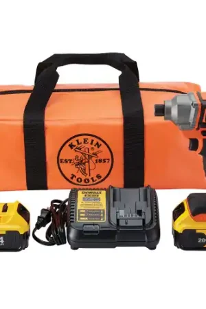 While Supplies Last Klein Tools BAT20CD1 Battery-Operated Compact Impact Driver, 1/4-Inch Hex Drive, Full Kit