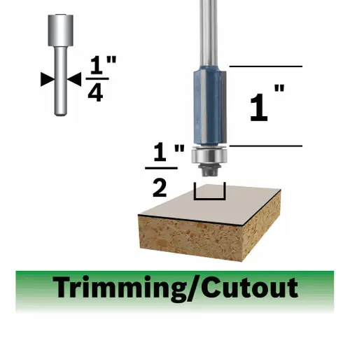 Weekend Sale Bosch 85216MC 1/2 In. x 1 In. Carbide-Tipped Triple-Flute Flush Trim Router Bit