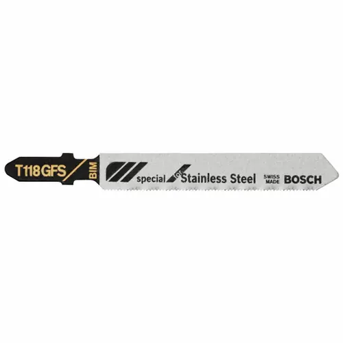 Bosch T118GFS 5 pc. 3-1/4 In. 36 TPI Basic for Stainless Steel T-Shank Jig Saw Blades (5 Pack) Professional Grade