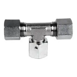 Midland Metal D6600-S16-S16-S16 Swivel Branch Tee, S16 Metric Bite Type x S16 Metric Bite Type x S16 Female Metric Swivel, Steel Crafted
