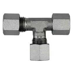 Markdown Midland Metal D6602-S12-S12-S12 Run Tee, S12 Metric Bite Type x S12 Female Metric Swivel x S12 Metric Bite Type, Steel