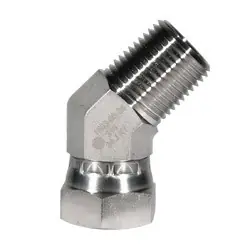 Final Sale STAINLESS ADAPTERS SS1503-04-04 45-deg Swivel Elbow, 1/4-in Male NPTF x 1/4-in Female NPSM Swivel, Stainless Steel