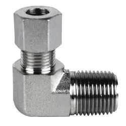 Save Now Midland Metal D2501-S16-06 90-deg Male Elbow, S16 Metric Bite Type x 3/8-in Male NPTF, Steel