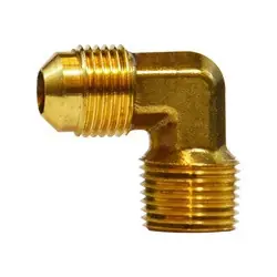 Midland Metal PSP-49-66 90-deg Male Elbow, 3/8-in Male Flared x 3/8-in Male NPTF, Brass Direct From Factory