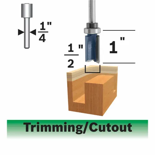 Fan Favorite Bosch 85680MC 1/2 In. x 1 In. Carbide-Tipped Double-Flute Top-Bearing Straight Trim Router Bit