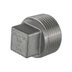 Top Rated Midland Metal 63655MS SP-114 Cored Square Head Plug, 1-in MPT, 316 Stainless Steel