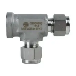 Midland Metal Mid-Lok SSC2606666 Run Tee, 3/8-in Tube x 3/8-in Female NPT x 3/8-in Tube, Stainless Steel Reduced Price