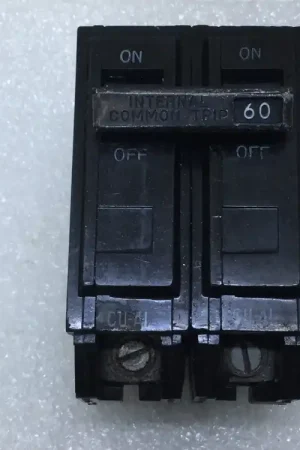 Clearance GE THQB2160 60 Amp 2 Pole 120/240V Bolt-On Circuit Breaker - Black Face