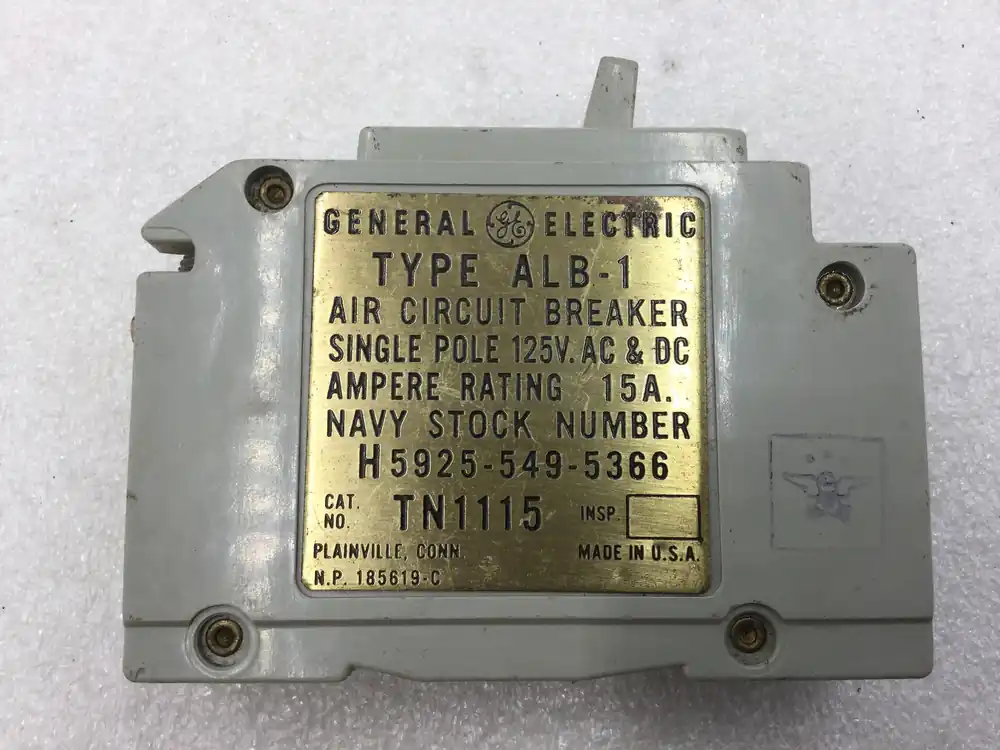 Order Now GE General Electric TN1115 Air Circuit Breaker 15 Amp 1 Pole Type ALB-1