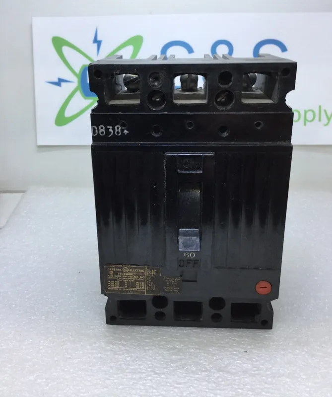 Same Day Shipping GE General Electric TED136060 60 Amp 3 Pole 600V Circuit Breaker