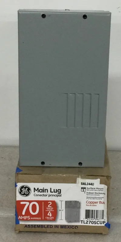 Final Sale GE General Electric TL270SCUP 70 Amp Main Lug 2 Spaces 4 Circuits Indoor Enclosure