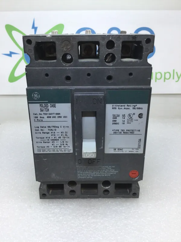 GE General Electric TED134YT100A 100 Amp 3 Pole 480V Type TED Circuit Breaker Genuine