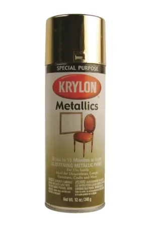 KRYLON 1701 12 oz. Size Interior/Exterior Industrial Maintenance Paint and Primer - Bright Gold Color, Tough High-Gloss Finish High Quality