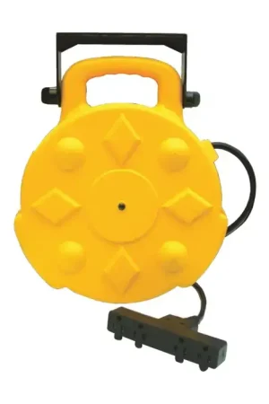 BAYCO SL-8904 50‘ Cable Length, Yellow Reel Color, 120 Voltage Extension Cable Reel One Day Deal