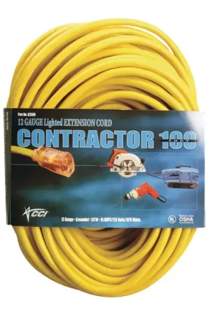 Grab Now COLEMAN CABLE 02589 100‘ Length, 12/3 Wire Gauge, 120 Voltage Extension Cord