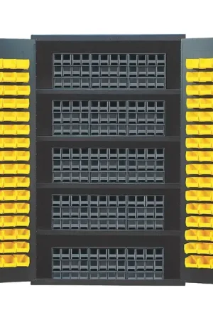 Authentic QUANTUM STORAGE SYSTEMS QSC-QIC122YL Interlock Floor Cabinet Type, 48" Width, 78" Height Flammable Liquid Storage Cabinet