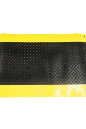 Deal WEARWELL 9/16" Thickness, 36" Length, Black With Yellow Borders Color Antifatigue Matting