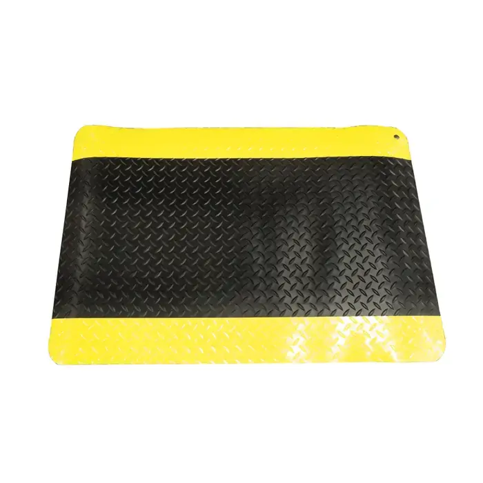 Deal WEARWELL 9/16" Thickness, 36" Length, Black With Yellow Borders Color Antifatigue Matting