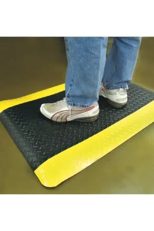 WEARWELL 9/16" Thickness, 60" Length, Black With Yellow Borders Color Antifatigue Matting Buy Today