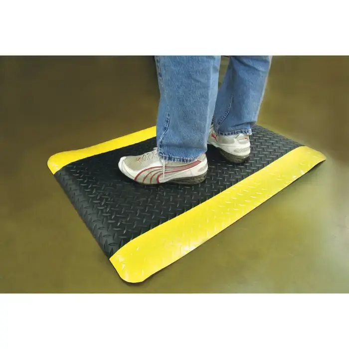 WEARWELL 9/16" Thickness, 60" Length, Black With Yellow Borders Color Antifatigue Matting Buy Today