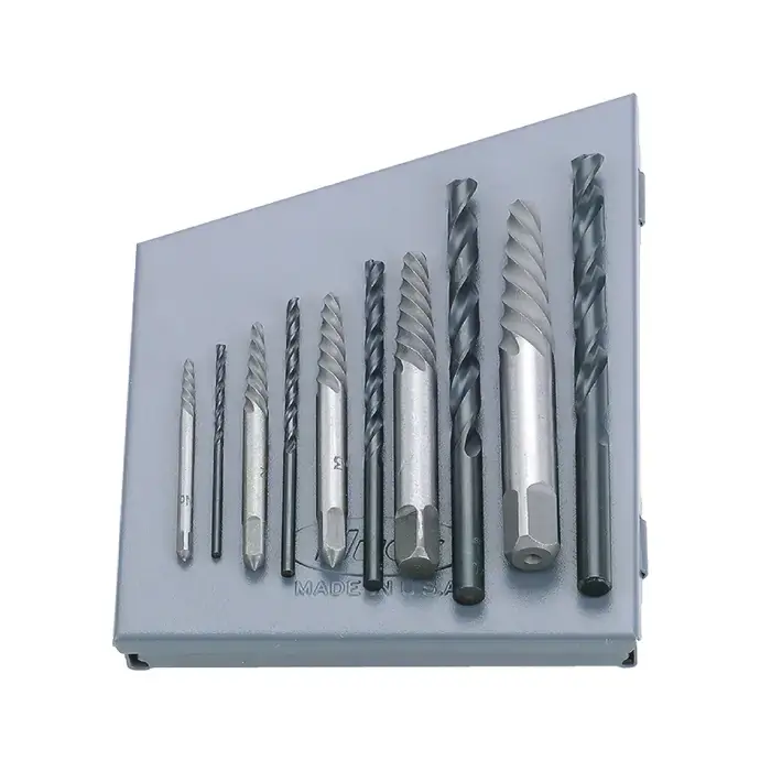 Price Cut TTC PRODUCTION Model 10200-ST, Heat Treated Alloy Steel 10 Pc. Screw Extractor Set Removes Sizes 5/64" to 17/64"