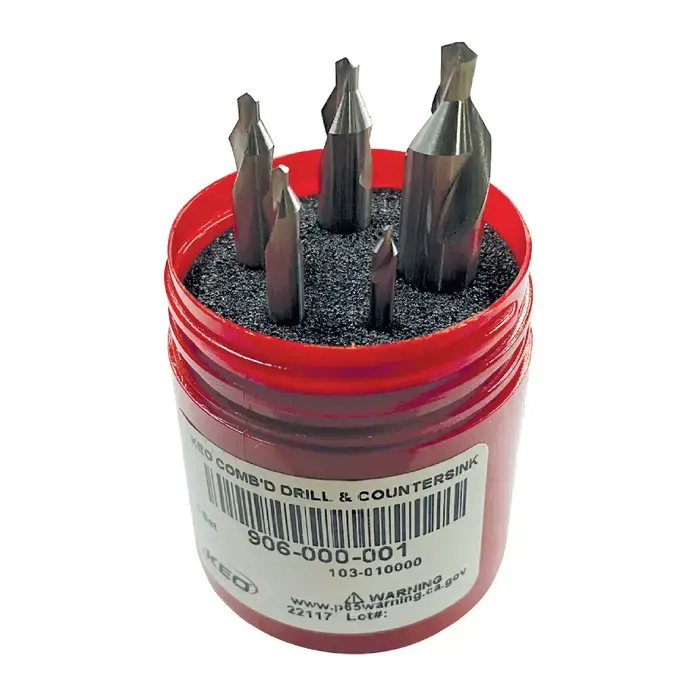 Factory Price KEO 906-000-001 60° 1, 2, 3, 4, 5 Industry Standard 60° 5 Pc. High Speed Steel Combination Drill & Countersink Set