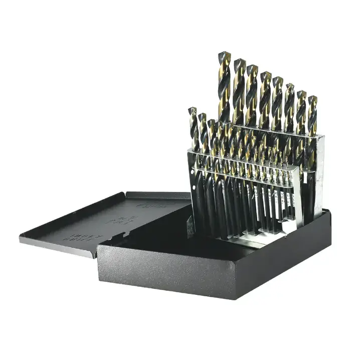 DRILLCO 400N21 1/16" to 3/8" by 64ths 135° Black & Bronze High Speed Steel Jobbers Length Drill Set Best Seller