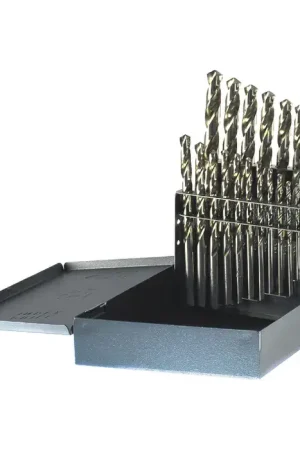 Fast Shipping DRILLCO 200B21V 1/16" to 1/4" by 64ths, 9/32" to 1/2" by 32nds 118° Bright High Speed Steel Jobbers Length Drill Set