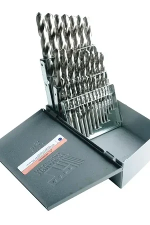 Final Sale DRILLCO T17 1/16" to 1/2" by 64ths 118° Bright High Speed Steel Jobbers Length Drill Set